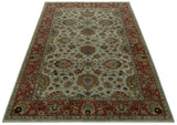 Traditional Heriz Design Beige And Brown 6x9 Hand Knotted Wool Area Rug
