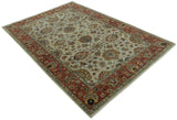 Traditional Heriz Design Beige And Brown 6x9 Hand Knotted Wool Area Rug