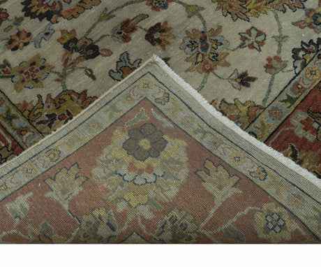 Traditional Heriz Design Beige And Brown 6x9 Hand Knotted Wool Area Rug