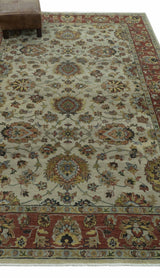 Traditional Heriz Design Beige And Brown 6x9 Hand Knotted Wool Area Rug
