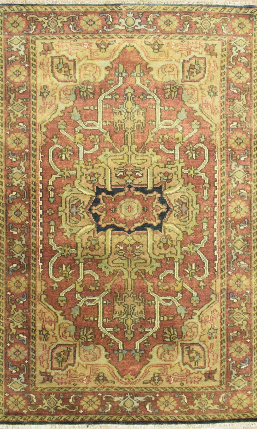 Traditional Heriz Design Rust And Brown Hand Knotted Fine Wool Area Rug