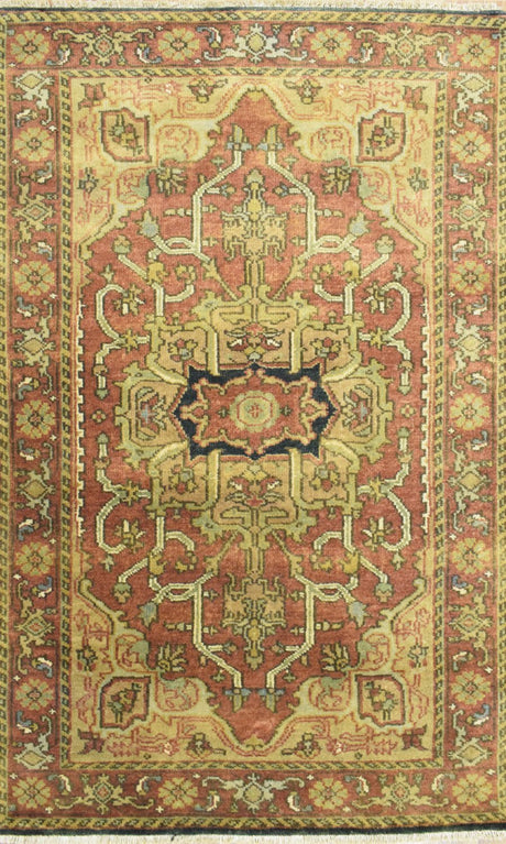 Traditional Heriz Design Rust And Brown Hand Knotted Fine Wool Area Rug