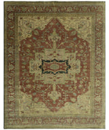 Traditional Heriz Design Rust And Brown Hand Knotted Fine Wool Area Rug