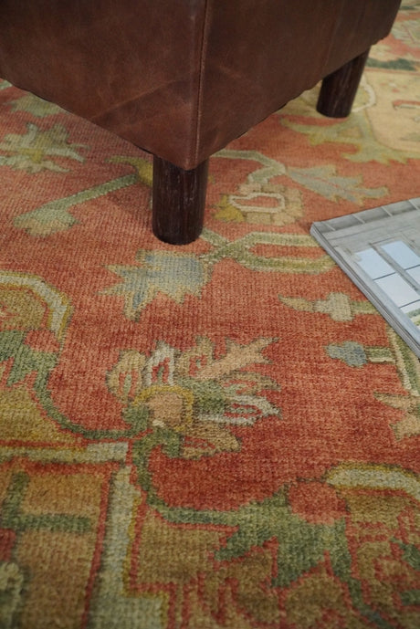 Traditional Heriz Design Rust And Brown Hand Knotted Fine Wool Area Rug
