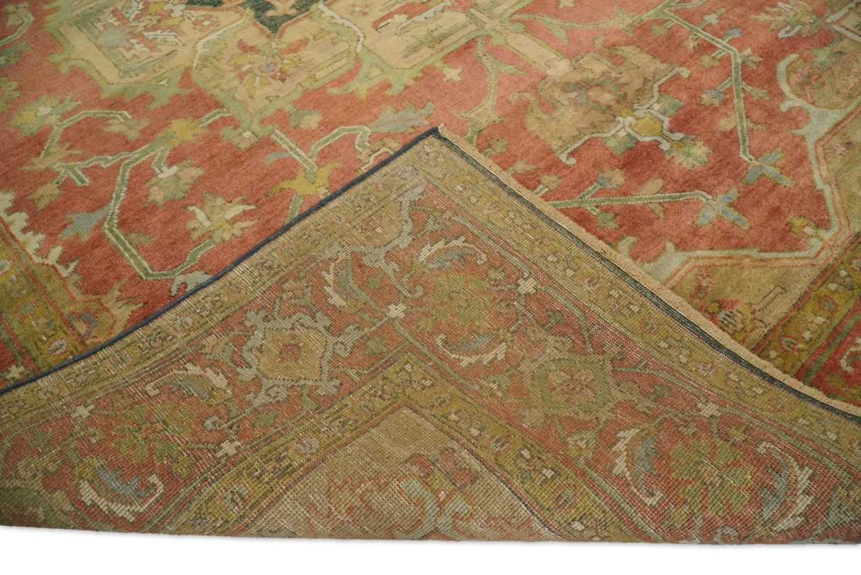 Traditional Heriz Design Rust And Brown Hand Knotted Fine Wool Area Rug
