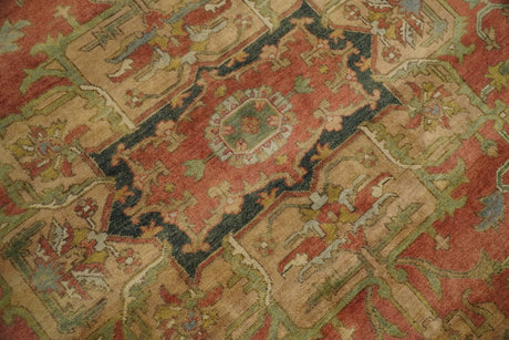 Traditional Heriz Design Rust And Brown Hand Knotted Fine Wool Area Rug