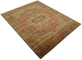Traditional Heriz Design Rust And Brown Hand Knotted Fine Wool Area Rug