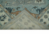 Traditional Heriz Gray and Ivory 7x9 and 8x10 Floral Hand Knotted wool Area Rug