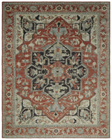 Traditional Heriz Rust And Beige Hand Knotted Wool Area Rug