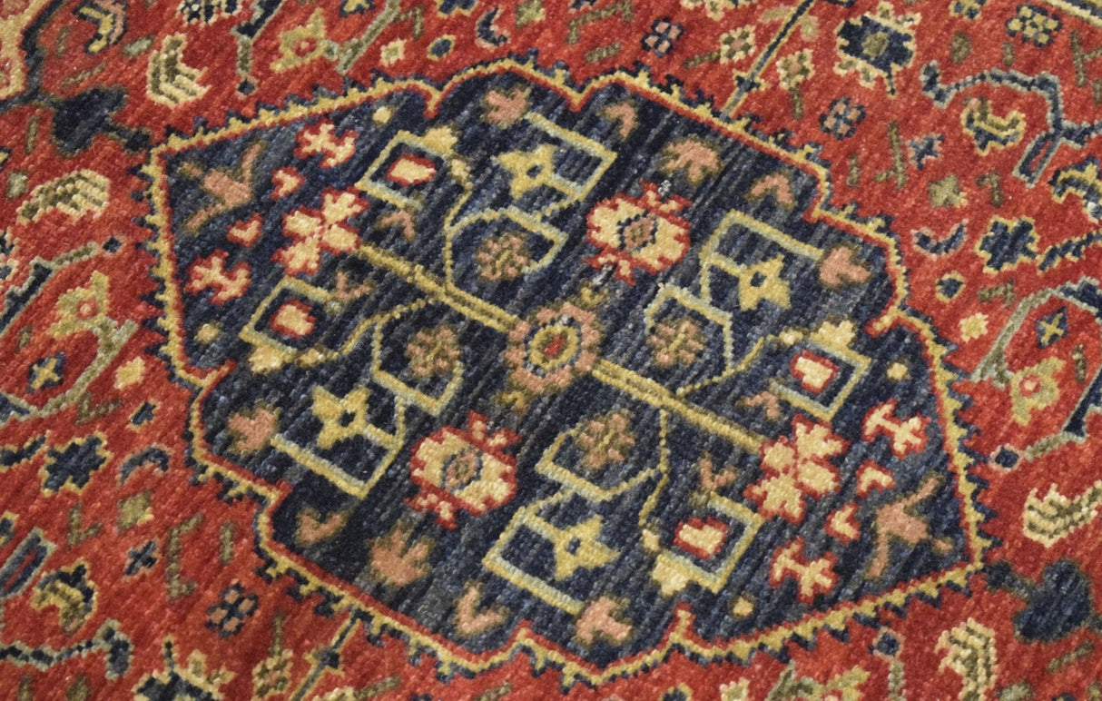 Traditional Heriz Rust and Brown Hand Knotted 2.6x8 Wool Area Rug