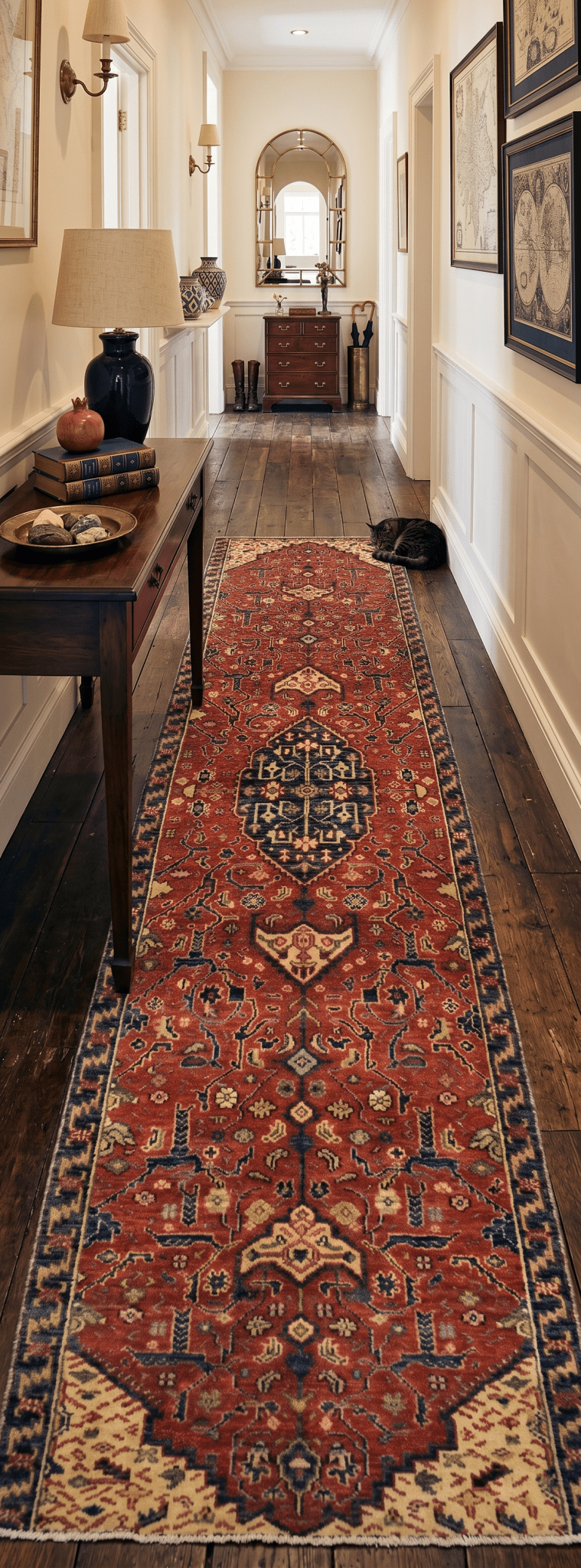 Traditional Heriz Rust and Brown Hand Knotted 2.6x8 Wool Area Rug