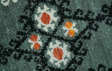 Traditional Ikat Design 5x7.6 Green, Black and Ivory Hand Knotted wool area rug