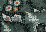 Traditional Ikat Design 5x7.6 Green, Black and Ivory Hand Knotted wool area rug