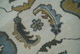 Traditional Ivory and Beige Hand Knotted Oriental Oushak Wool Area Rug