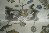 Traditional Ivory and Beige Hand Knotted Oriental Oushak Wool Area Rug