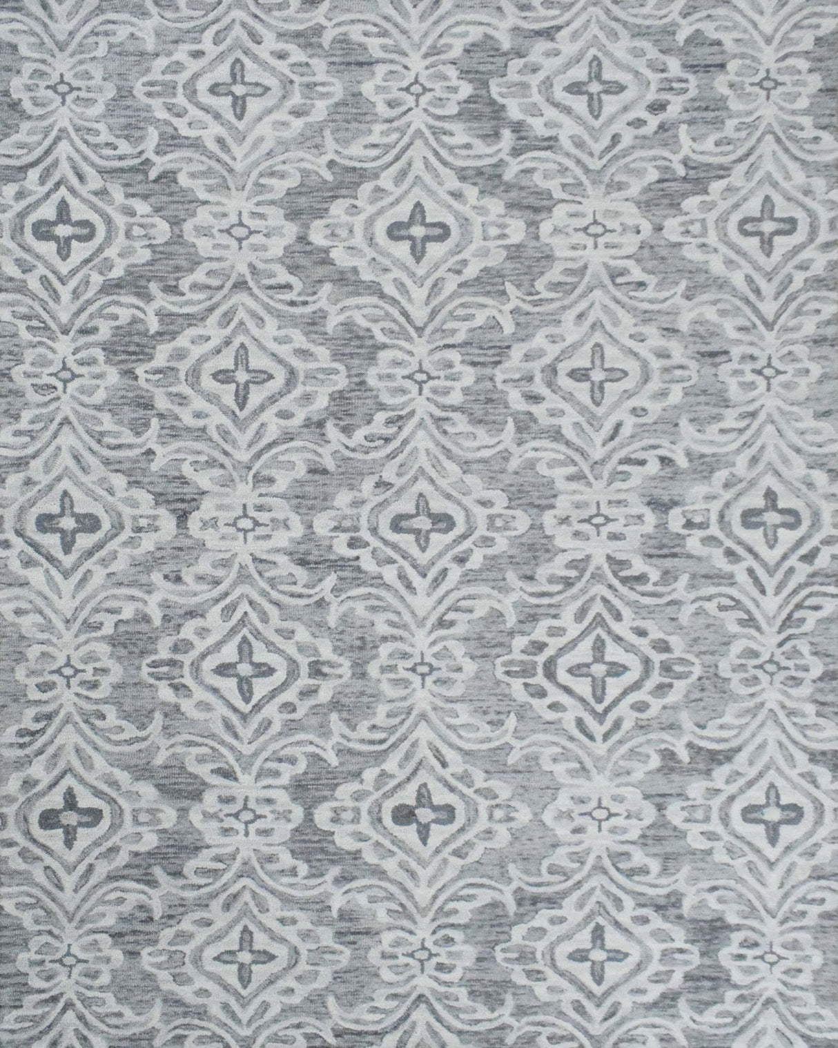 Traditional Ivory And Gray Hand Tufted Wool Area Rug