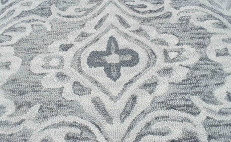 Traditional Ivory And Gray Hand Tufted Wool Area Rug
