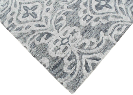 Traditional Ivory And Gray Hand Tufted Wool Area Rug