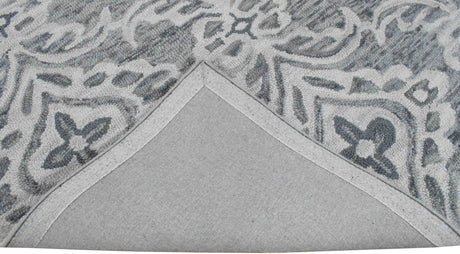 Traditional Ivory And Gray Hand Tufted Wool Area Rug