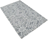 Traditional Ivory And Gray Hand Tufted Wool Area Rug