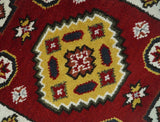 Traditional Kazak Red and Ivory Hand Knotted Wool 2x7 Area Rug