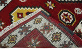 Traditional Kazak Red and Ivory Hand Knotted Wool 2x7 Area Rug