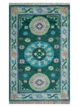 Traditional Khotan Design Teal 3x5 Hand knotted Wool Area Rug