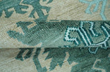 Traditional Large Design 5x8 Beige, Teal and Aqua Hand knotted wool area rug