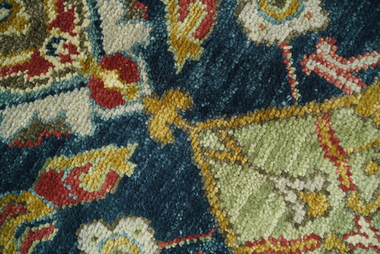 Traditional Large Design Blue, Rust and Gold Hand Knotted Multi Size wool Area Rug