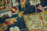 Traditional Large Design Blue, Rust and Gold Hand Knotted Multi Size wool Area Rug