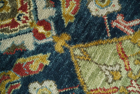 Traditional Large Design Blue, Rust and Gold Hand Knotted Multi Size wool Area Rug
