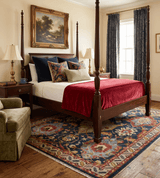 Traditional Large Design Blue, Rust and Gold Hand Knotted Multi Size wool Area Rug