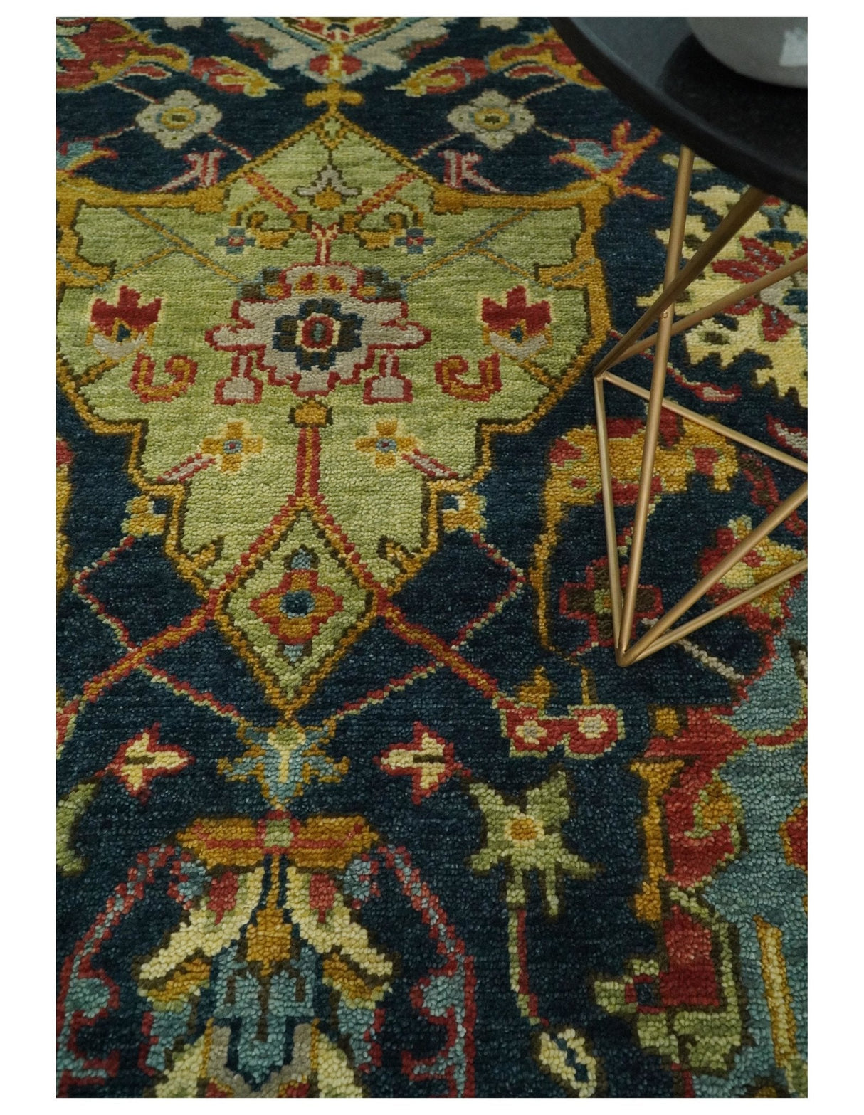 Traditional Large Design Blue, Rust and Gold Hand Knotted Multi Size wool Area Rug