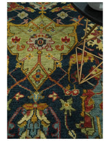Traditional Large Design Blue, Rust and Gold Hand Knotted Multi Size wool Area Rug