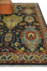 Traditional Large Design Blue, Rust and Gold Hand Knotted Multi Size wool Area Rug
