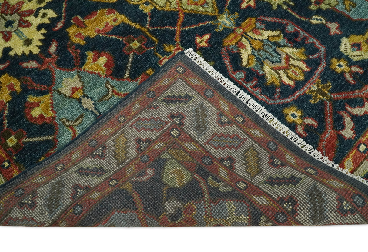 Traditional Large Design Blue, Rust and Gold Hand Knotted Multi Size wool Area Rug