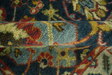 Traditional Large Design Blue, Rust and Gold Hand Knotted Multi Size wool Area Rug