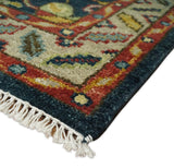Traditional Large Design Blue, Rust and Gold Hand Knotted Multi Size wool Area Rug
