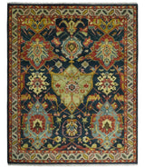 Traditional Large Design Blue, Rust and Gold Hand Knotted Multi Size wool Area Rug