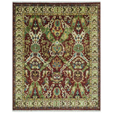 Traditional Large Design Maroon and Green Hand Knotted Custom Made wool area rug