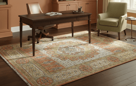 Traditional Mamluk Design Orange Hand knotted 8x10 Wool Rug