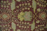 Traditional Maroon, Green and Beige Antique Donegal Design Hand knotted Area Rug