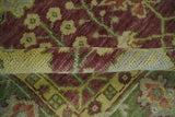Traditional Maroon, Green and Beige Antique Donegal Design Hand knotted Area Rug