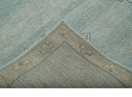 Traditional Medallion Design Blue and Beige Hand Knotted Wool Rug Custom Made