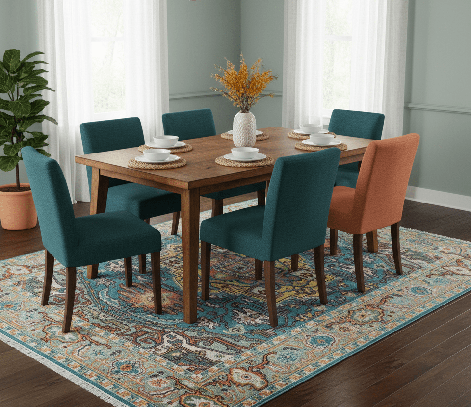 Traditional Medallion Design Blue Hand knotted 8x10 Wool Area Rug