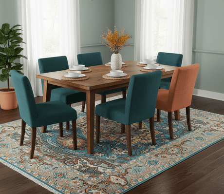 Traditional Medallion Design Blue Hand knotted 8x10 Wool Area Rug