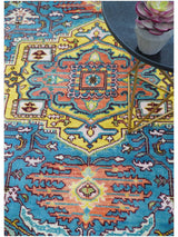 Traditional Medallion Design Blue Hand knotted 8x10 Wool Area Rug