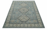 Traditional Medallions Design Blue And Beige Custom Made Wool And Linen Blend Rug