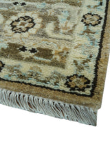 Traditional Oriental Design Beige Hand knotted 6x8.7 Wool Area Rug
