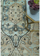 Traditional Oriental Design Beige Hand knotted 6x8.7 Wool Area Rug